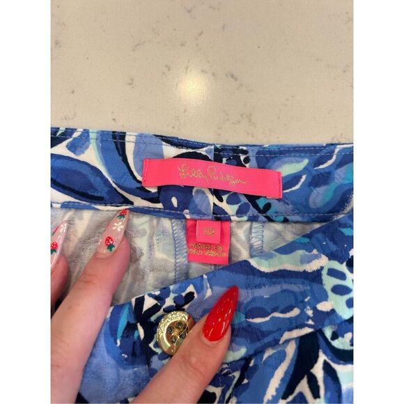 Lilly Pulitzer iris blue Zanzibar Zoo Kelly cropped ankle pants size 10 - Picture 3 of 8